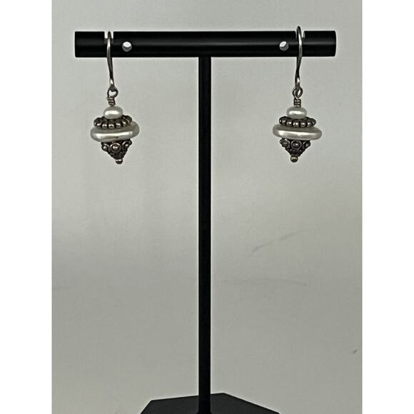 Nadine Leo Mississippi River Pearl Co Sterling Silver Pearl Earrings - Picture 1 of 2